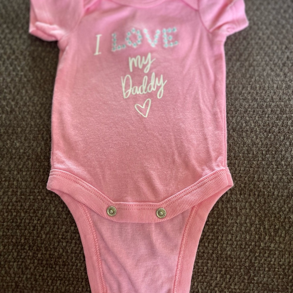 Wonder Nation Newborn 'I Love My Daddy' Pink Embroidered SS Bodysuit 🩷 EUC